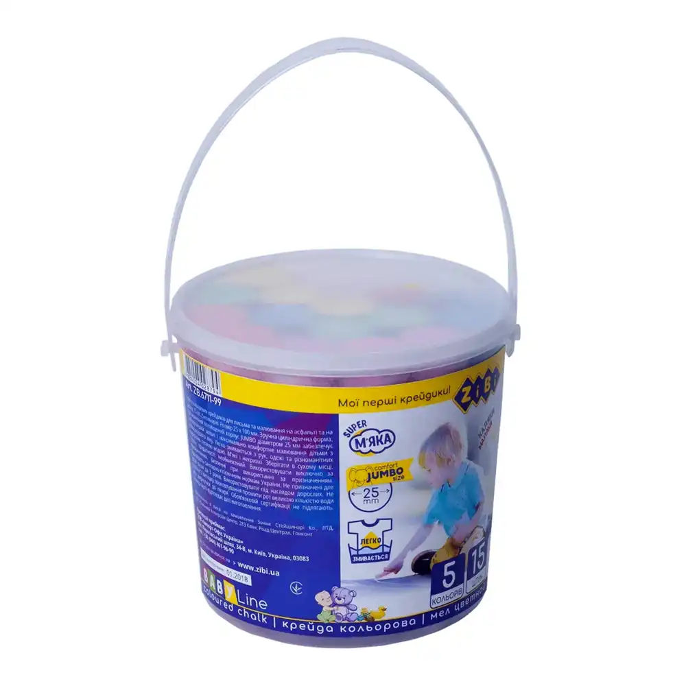 Крейда кольорова у пластиковому відрі 15шт
