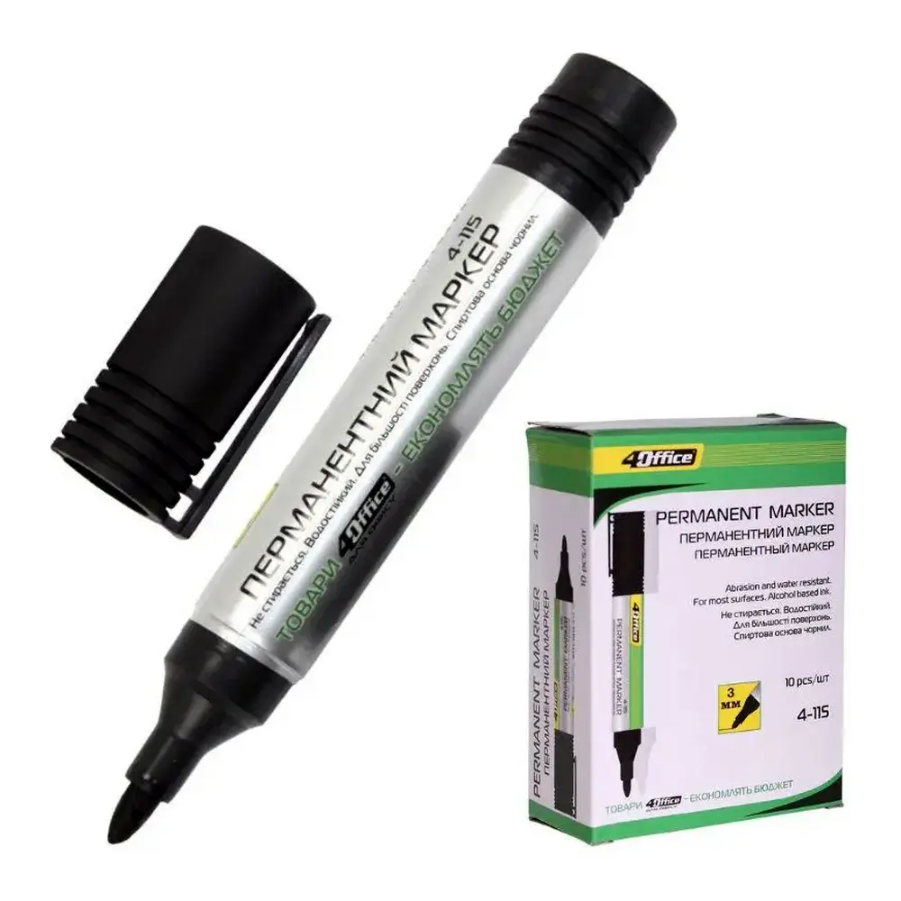 Маркер чорний 4Office
