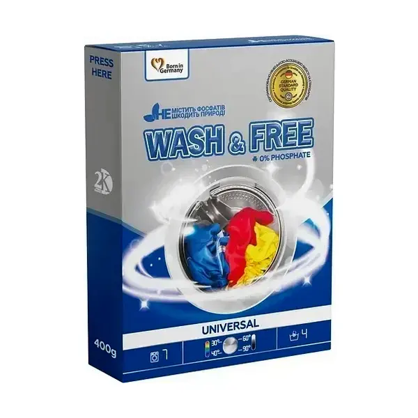 Пральний порошок WASH and FREE 400г